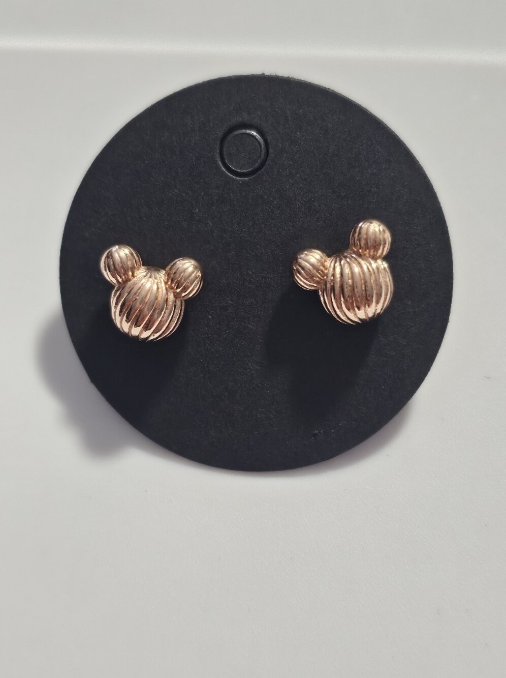 Textured Rose Gold Mickey Ear Stud Earrings - Women Jewelry